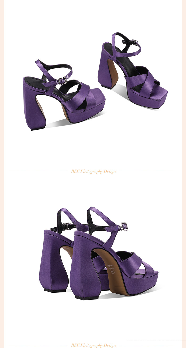 Sandal cao gót nữ hở mũi quai ngang đế platform gót 13 cm — đen chi tiết 5