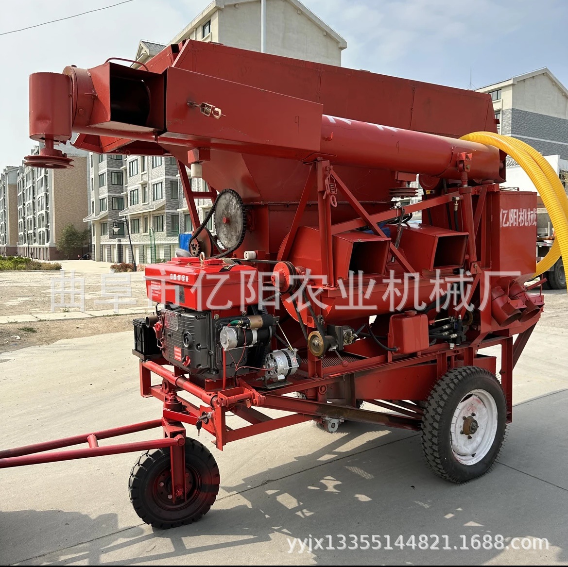 潍坊柴油机带动铲车脱粒机视频