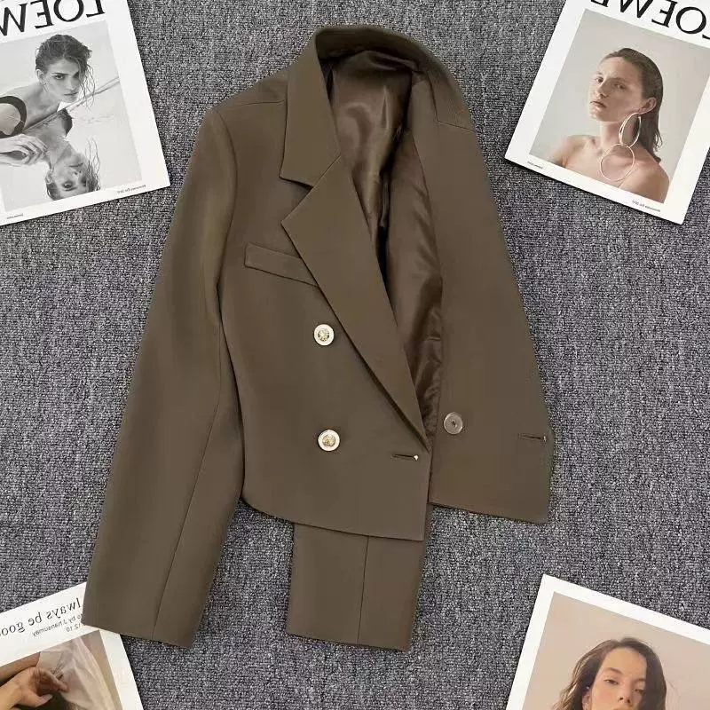 Жакет-пиджак женский укороченный, стиль Chanel, двубортный, короткие и длинные рукава, облегающий
