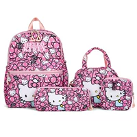 Children's cartoon backpack set with card holder, shoulder bag, school bag in colorful and pink designs
