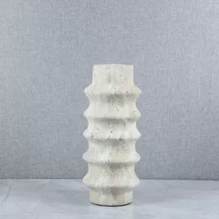 北欧侘寂风米白洞石纹竹节花瓶天然肌理陶瓷花器客厅桌面干花装饰