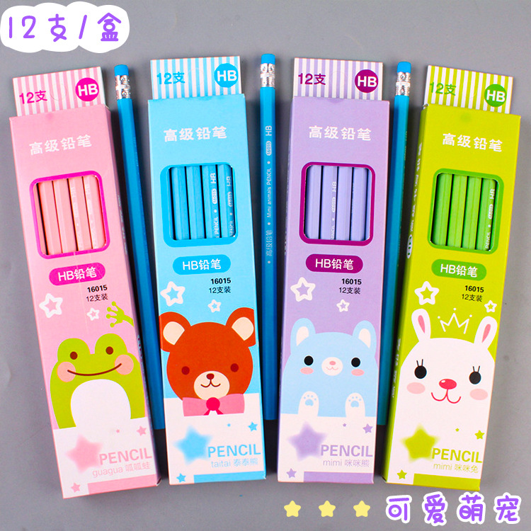 Lápiz de estudiante creativo en caja lindo redondo hexagonal dibujos animados Flamingo lápiz niños caligrafía pintura pluma al por mayor