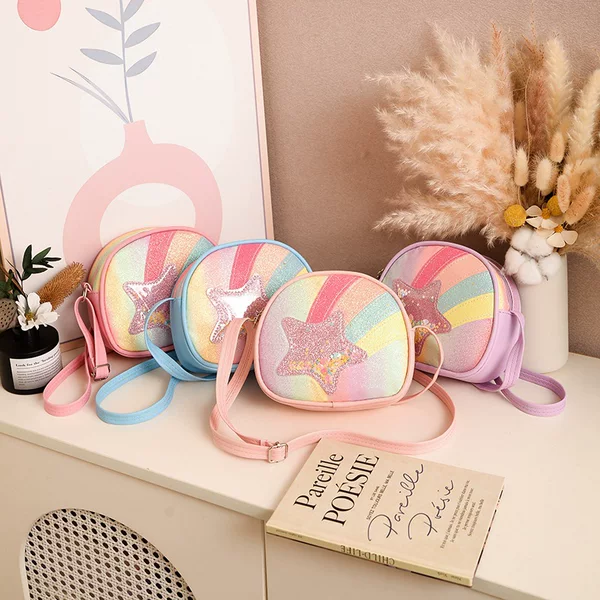 Wholesale Children's Bags, Sequined Crossbody Bags, Rainbow Quicksand Cute Small Crossbody Bags for Boys and Girls, Travel Small Crossbody Bags, Coin Purses