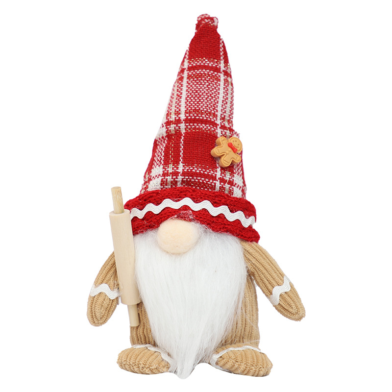 Cross-border popular decoração de natal suprimentos velho sem rosto ornamentos homem de gengibre dos desenhos animados anão armário boneca janela