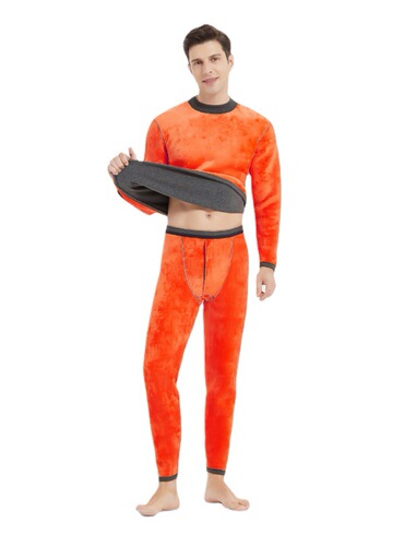 Super thick middle-aged and elderly thermal underwear for women plus velvet thickening wholesale winter double-layer pure cotton underwear set for men and youth