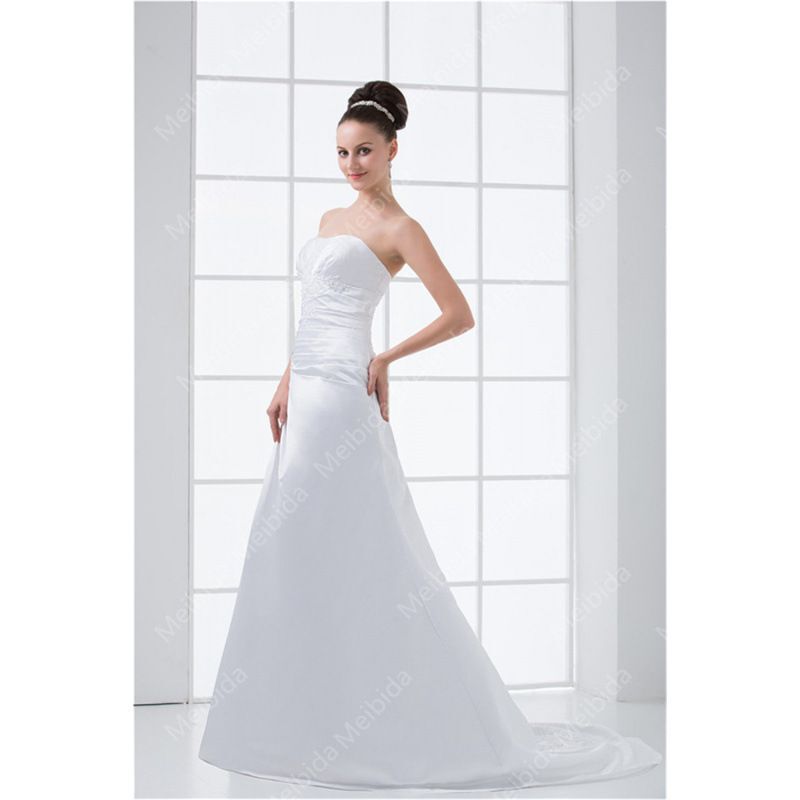 New Satin Bride Wedding Dress European and American Wedding Dress Formal Occasion Ball Party Dress Hand-stitched Beads