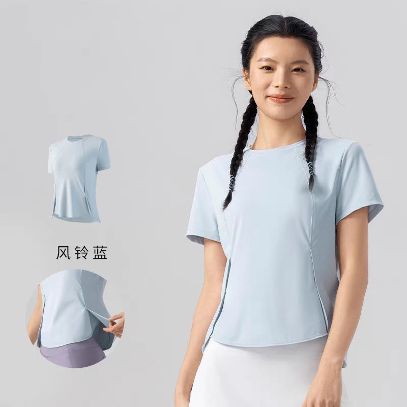 ランニングジムスリム速乾服半袖朝ランニングカジュアルスポーツウェアセクシーなウエスト痩身ヨガ服女性夏|undefined