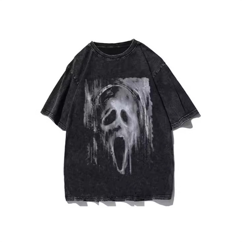 Goth Wing Pattern Printed T-Shirt Men's Hip Hop Street Retro 3D Printing Mesh Fabric T-Shirt