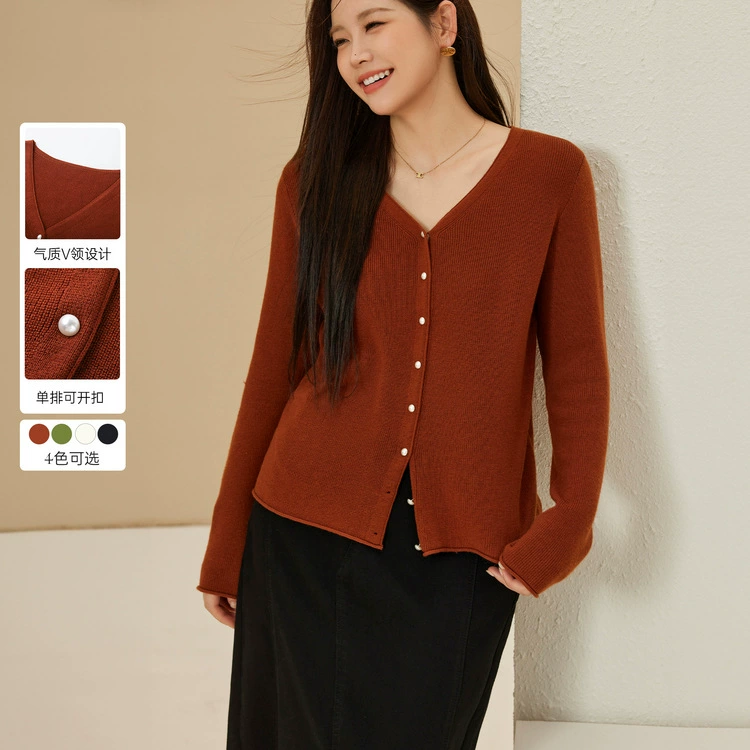 Стройное шоу большой размер женской одежды простой нежный стиль тонкий дикий свитер с V-образным вырезом толстый mm2024 осенний новый