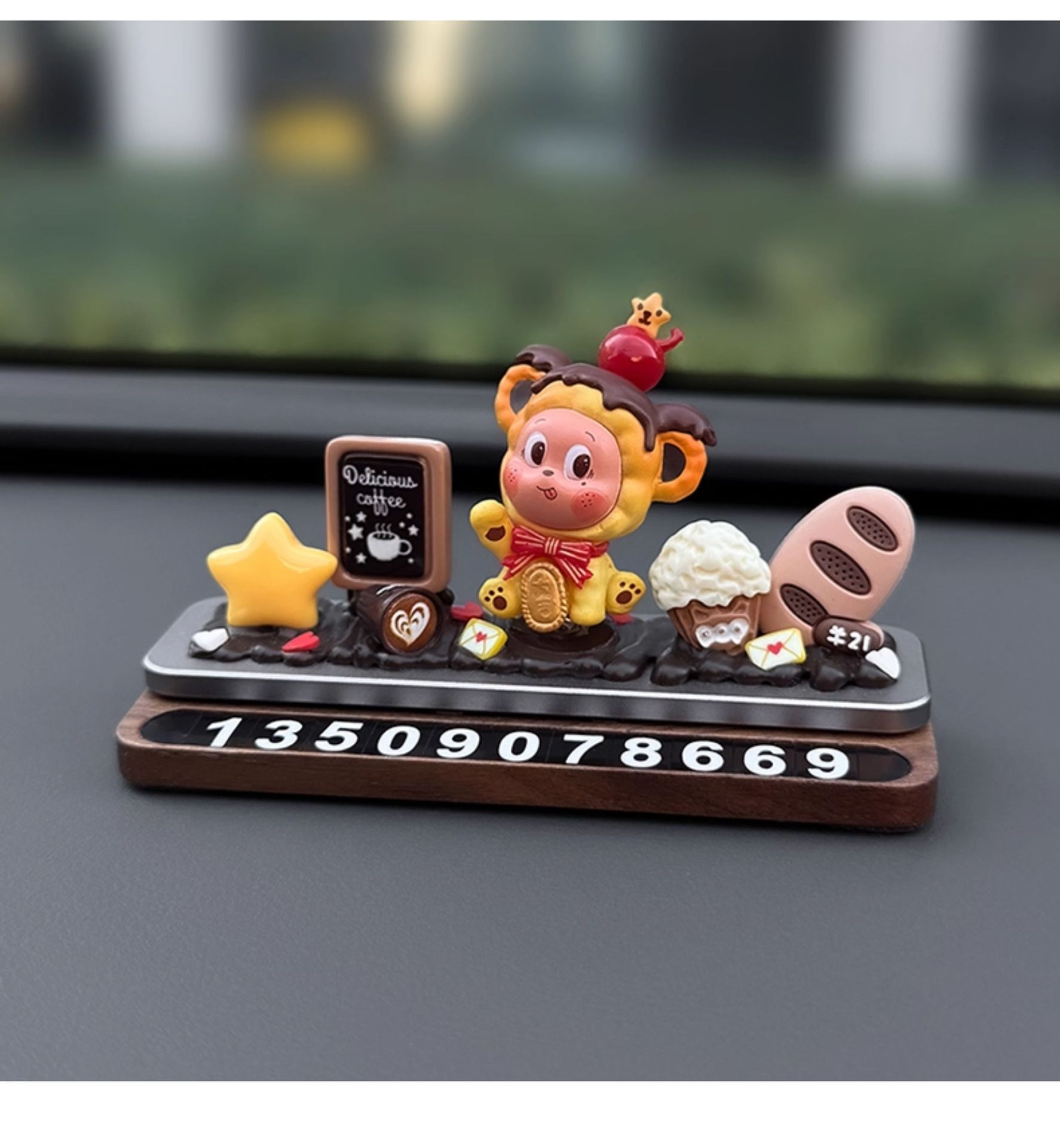 Car Phone Number Plate, Temporary Parking Car Decoration, Cute Star-Shaped Girl Figure