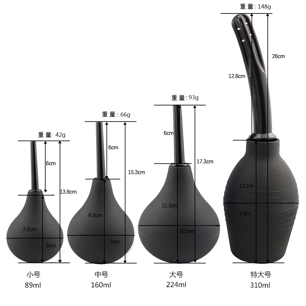 Silicone Spherical Enema and Vaginal Irrigator, 310ml Large Capacity, Black — detail image 4