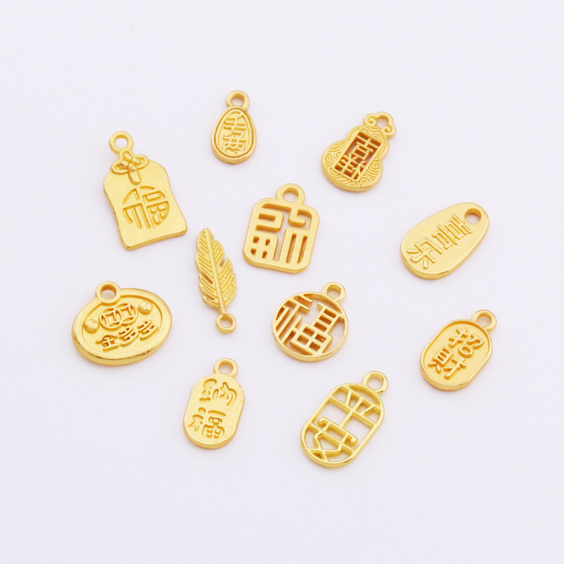 DIY Ancient Style Matte Gold Accessories Gourd-Shaped Pendant Handmade Bracelet Necklace Jewelry Accessories Wholesale