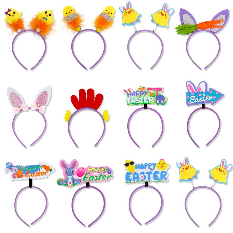 Easter Chick Headband Holiday Party Costume Photo Props Children's Cartoon Carrot Bunny Ear Headband Hair Clip