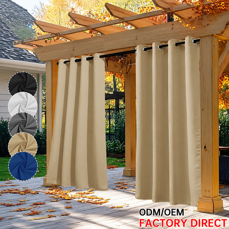 Cross-border Amazon waterproof high-precision outdoor curtains, custom-made single-row perforated curtains for decoration, sunshade, and wind protection Cross-border Amazon waterproof high-precision outdoor curtains, custom-made single-row perforated curtains for decoration, sunshade, and wind protection