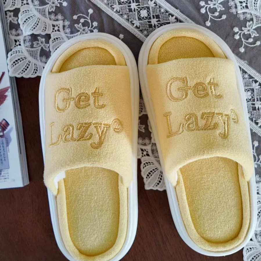 Экспортная торговля: корейские домашние тапочки из махровой хлопковой ткани, нескользящие, для помещений.