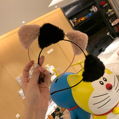 Zhang Xinyu's Cat Ear Headband, Exquisite and Adorable, Washable, Outwear Flocked 3D Pom-Pom Hair Band