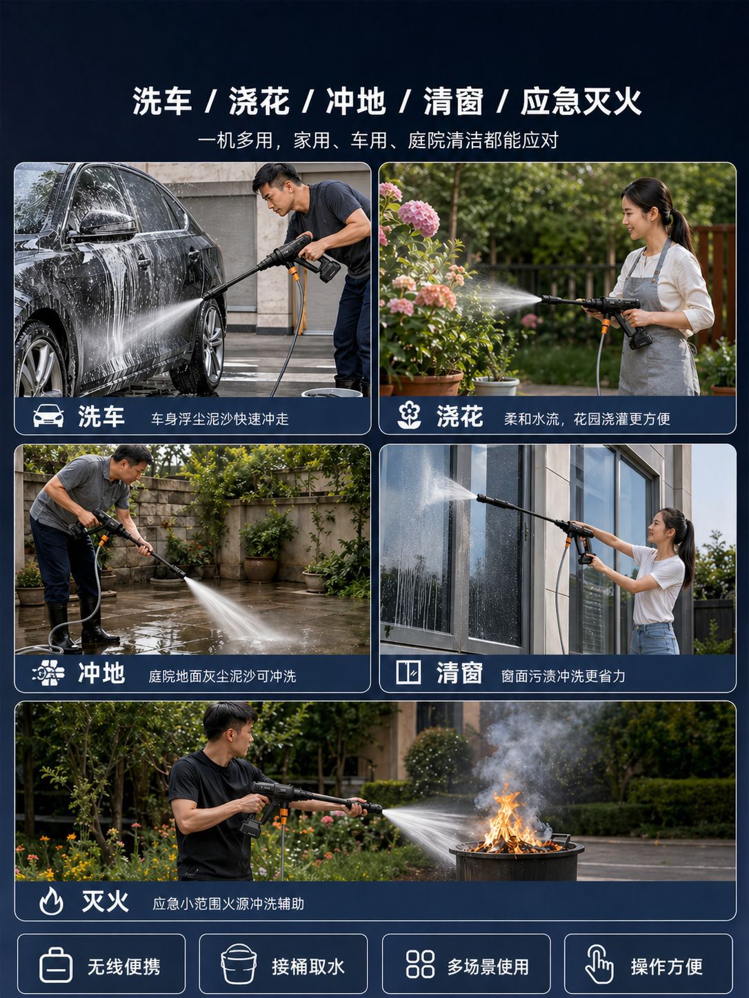 Portable Household Car Wash Water Gun with Movable Brushless Motor for Watering and Irrigation, Source Manufacturer Car Wash Tool