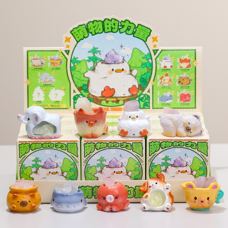 动物水晶盲盒摆件新款创意可爱猫猫好运办公室礼物卡通树脂公仔新|undefined