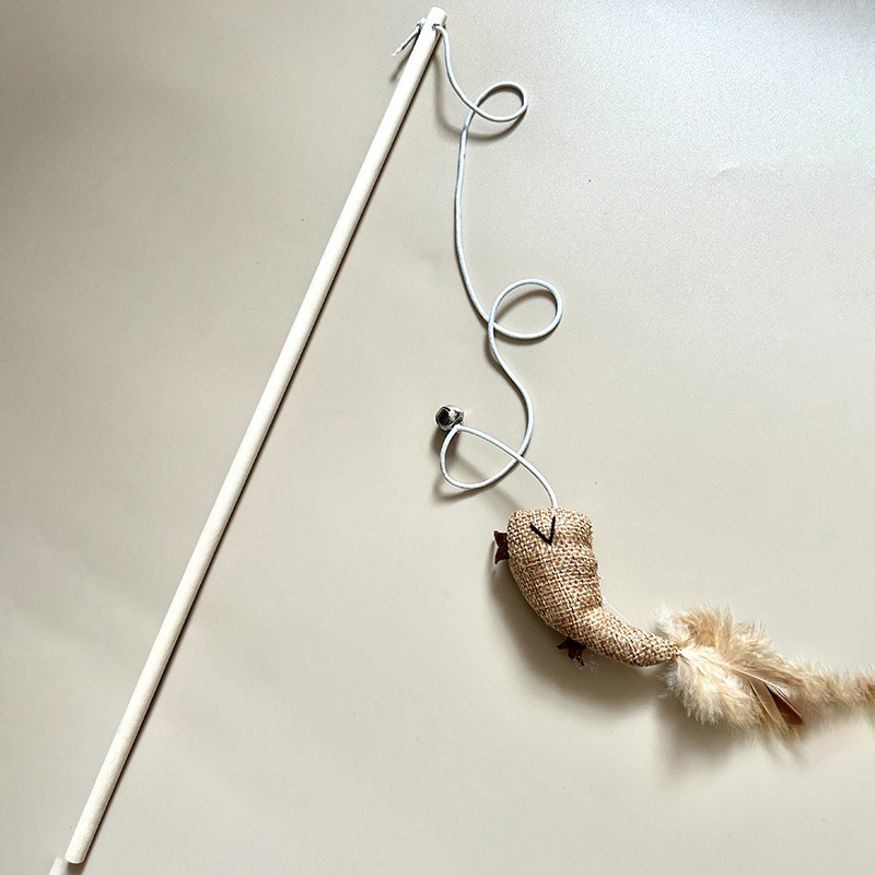 Juego de Varitas de Plumas para Gatos de Cuerda de Cáñamo Con Plumas y Cascabel para Gatos