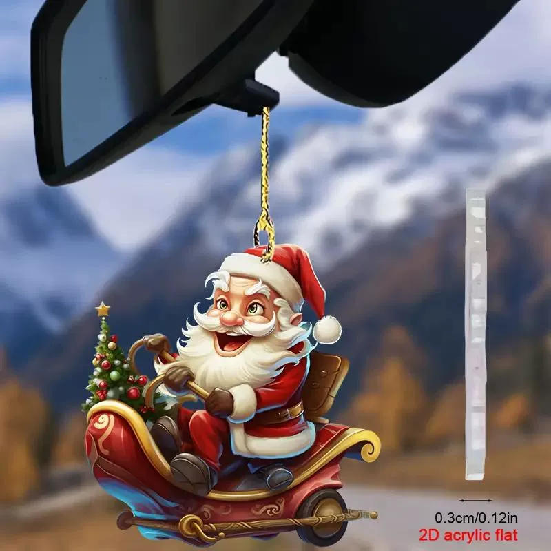 Сани Санта-Клаус акрилская рождественская елка подвеска трансграничная новая плоская автомобильная декоративная подвеска праздничная подвеска