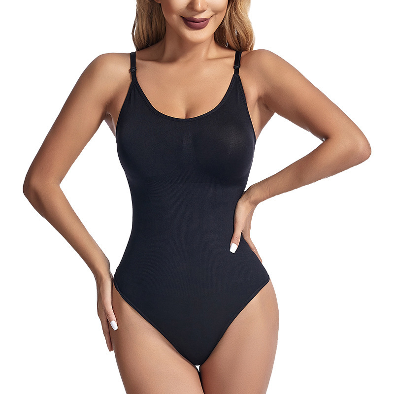 Body moldeador de una pieza estilo europeo/americano, transfronterizo, con tanga, talla grande, levanta glúteos, reduce abdomen, espalda descubierta, sin costuras.