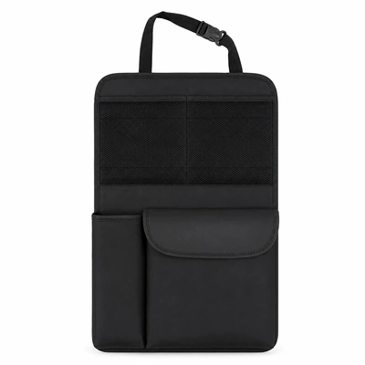 Car Trunk Storage Bag, Leather Car Storage Bag, Multifunctional Storage Seat Back I-Bag, Car Storage Hanging Bag (Car storage bag/box) - black