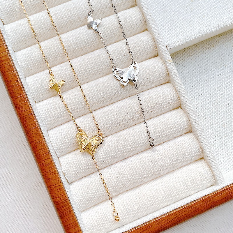 [Full Body Titanium Steel for Bathing Without Removal] 2025 New Stereo Laser Laser Tassel Butterfly Y-Shaped Clavicle Chain for Women