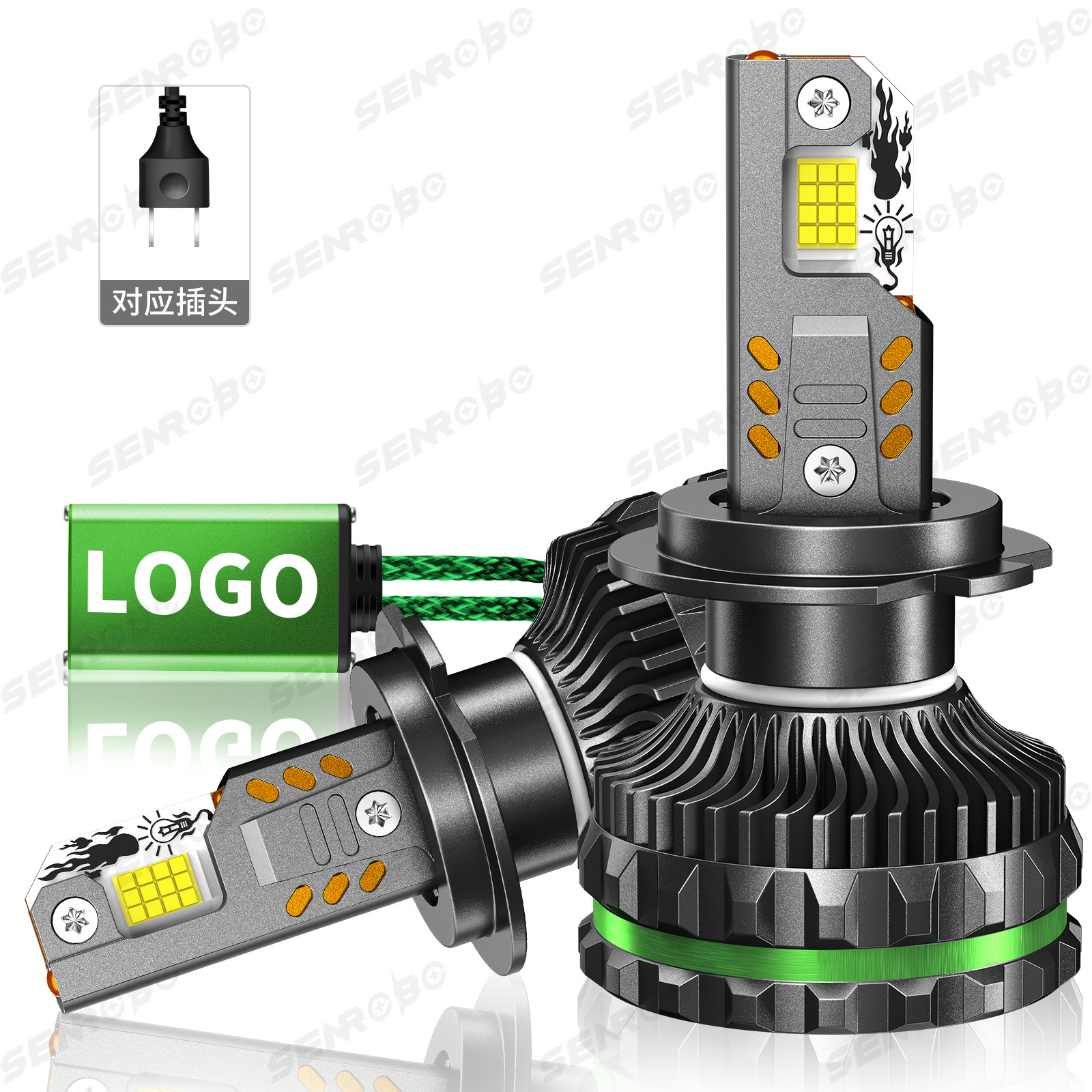 Cuatro tubos de cobre del automóvil LED láser delantero 300w super brillante 6000K luz baja H1H7 luz alta 9005 image 9