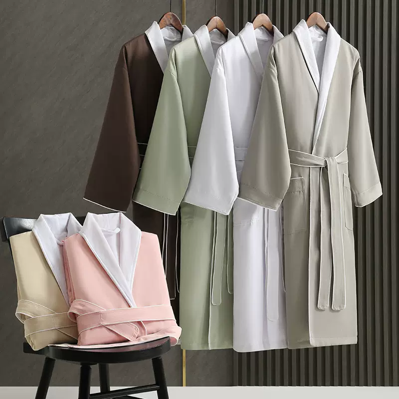 秋冬新款浴袍酒店青果领浴袍双层加厚华达呢浴衣吸水性强高档浴袍