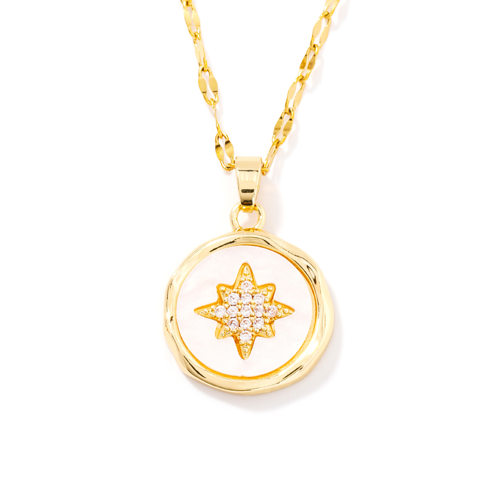 Collar de cadena con estrella de circón estilo coreano hombre_voghion.com
