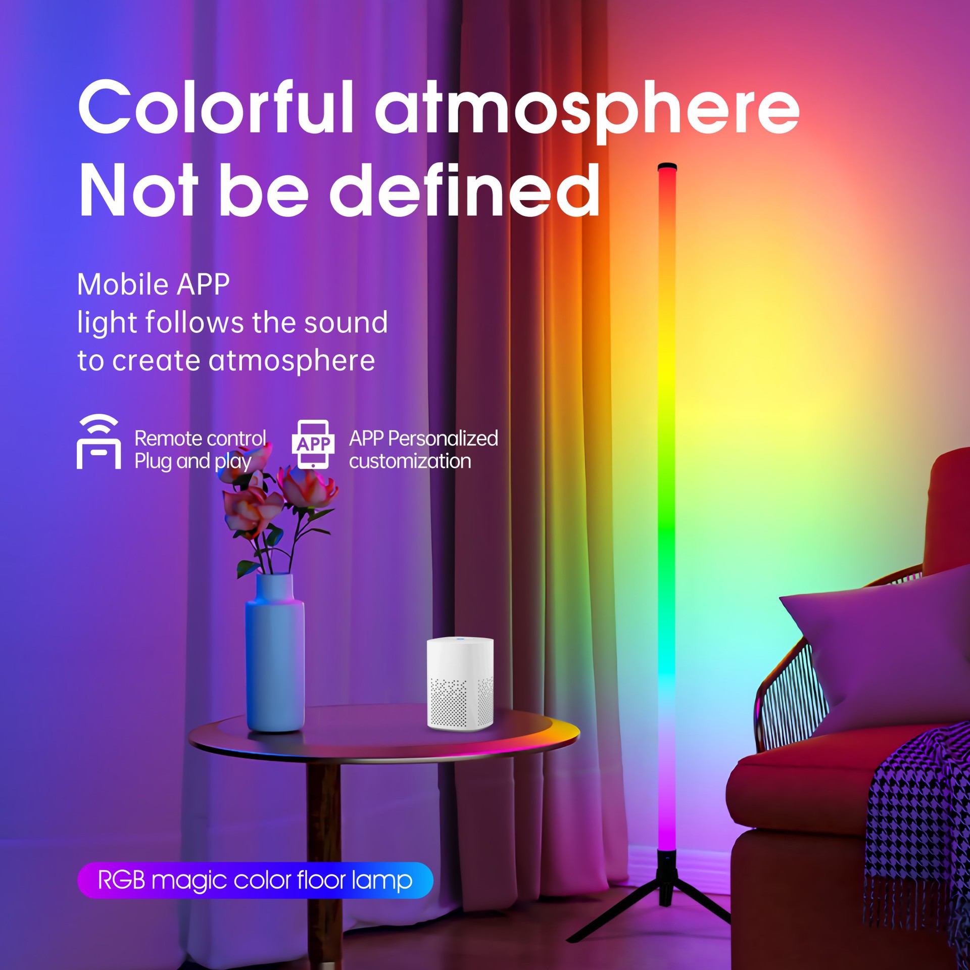 Luz de atmósfera color iluminado control remoto bluetooth recopilación de voz control de voz dormitorio deportes en vivo triángulo soporte led luz bluetooth APP