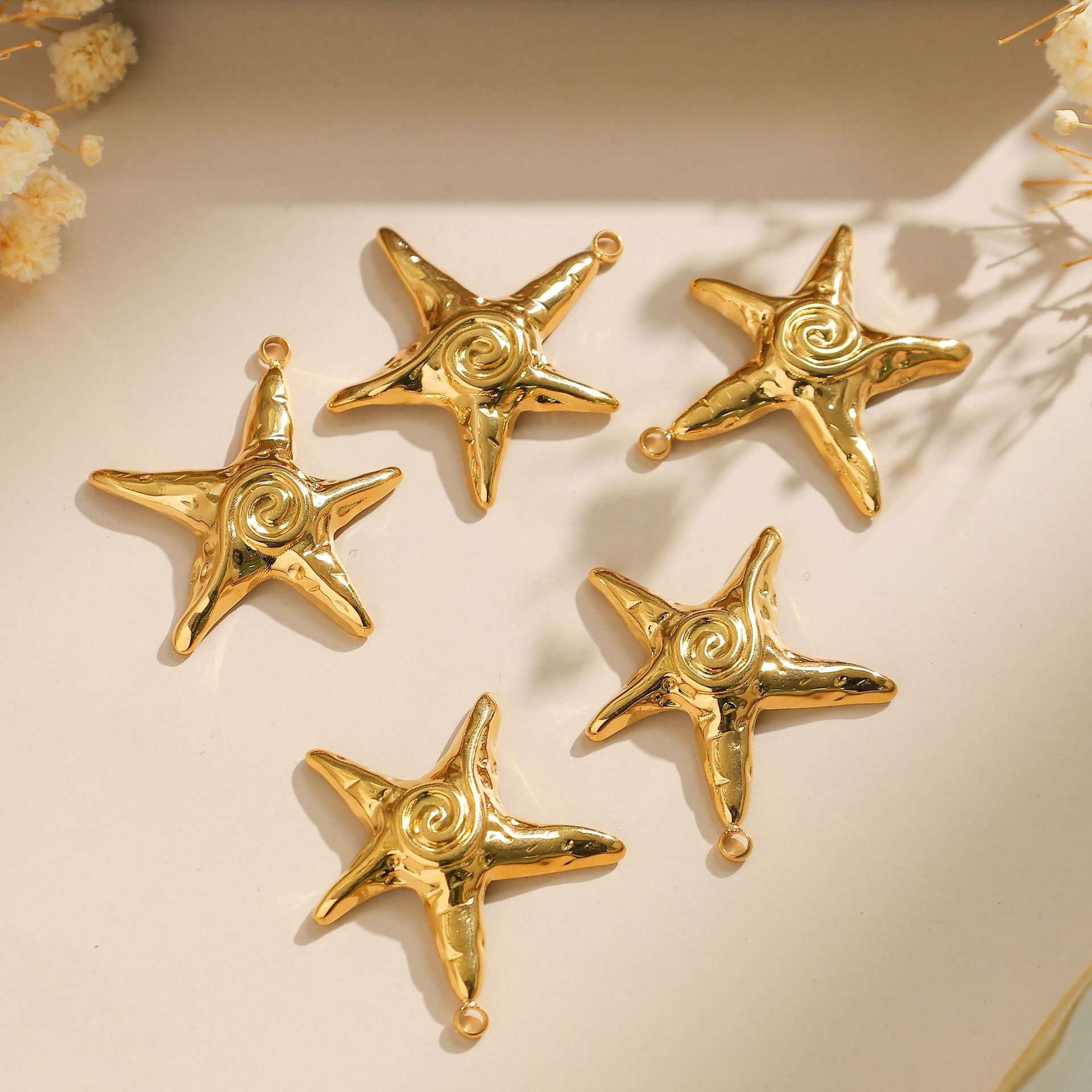 Splicing, Starfish Pattern 5 PCS/Package 304 Stainless Steel Splicing Starfish Pendant DIY Ornament Accessories Earrings Brooches