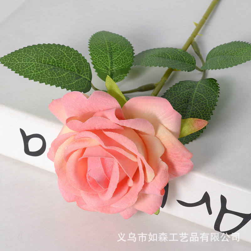 模造ベルベットバラ一本造花人工花ウェディングホームバレンタインデー装飾高級感花束壁|undefined