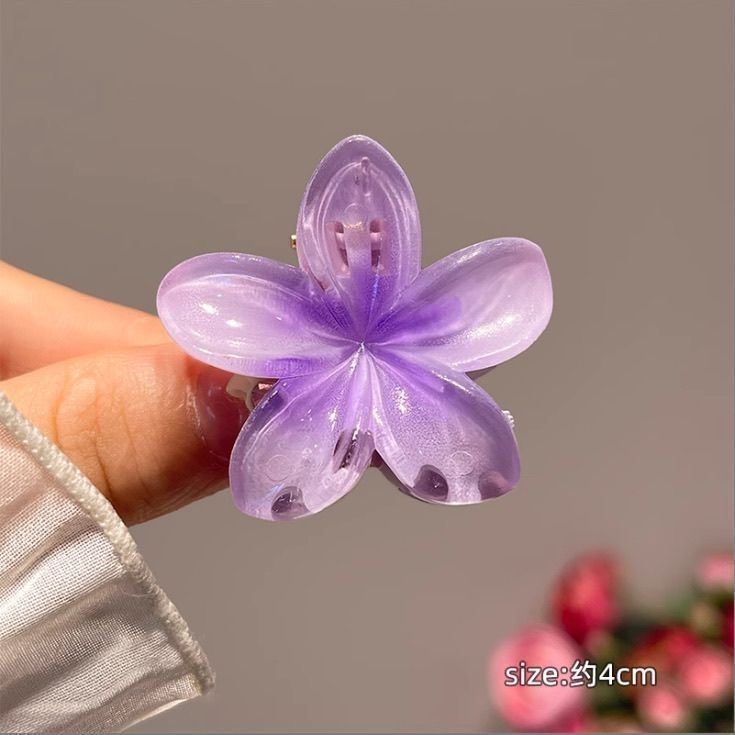 跨境新款鸡蛋花发夹高级感渐变花朵发夹后脑勺盘发马尾鲨鱼夹头饰|undefined