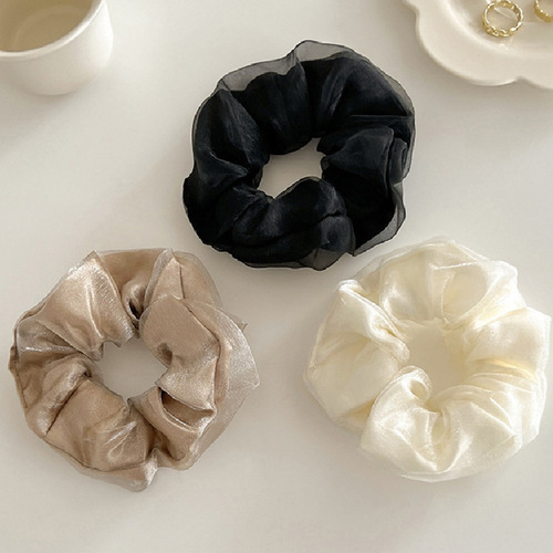 Simple temperament double-layer mesh large intestine hair band headband rubber band binding hair headband high-end autumn and winter headwear