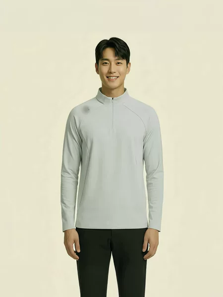 In Stock】Dijia 26 Autumn New Outdoor Men's Stand-Up Collar Half-Zip Quick-Dry Casual Sports Long-Sleeve T-Shirt