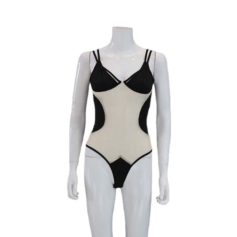 Body de malla con patchwork para mujer, estilo europeo y americano, muy vendido, sexy, ajustado, de alta elasticidad, transparente. image 7