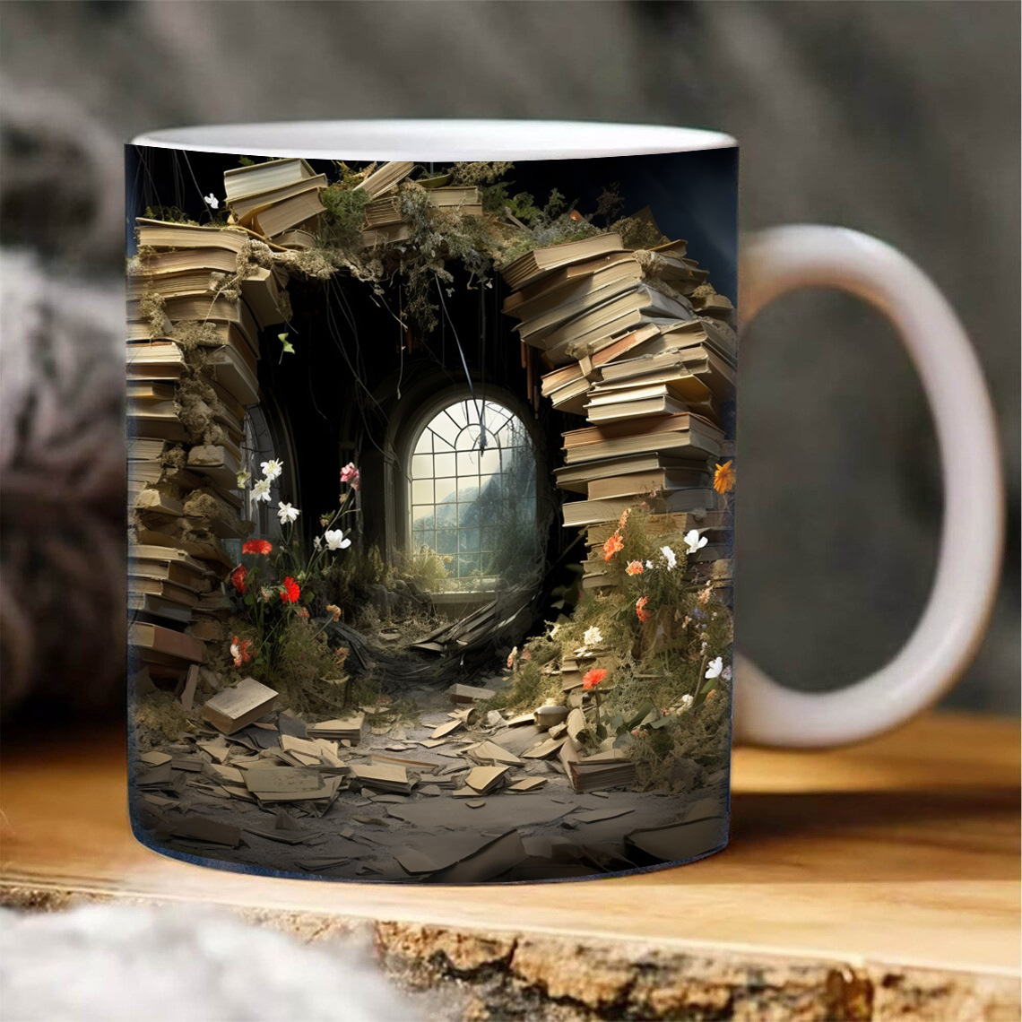 Neuer 3D-Bücherregal-Becher, Keramik-Wasserbecher, Keramikbecher für Zuhause, kreative Bibliothek, Kaffeetasse_voghion.com