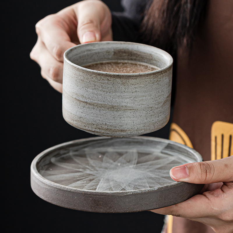 Taza de café de gres de estilo japonés hecha a mano creativa pareja taza de té retro personalizado desayuno taza de leche taza de arte
