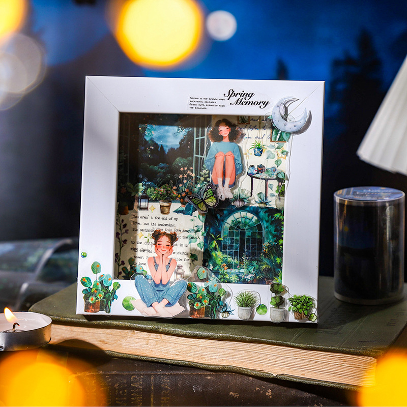 Ketchup Girl PET Die-Cut Tape Encuentro en la noche serie de escenas nocturnas temáticas de la cuenta de mano de cinta de paisaje