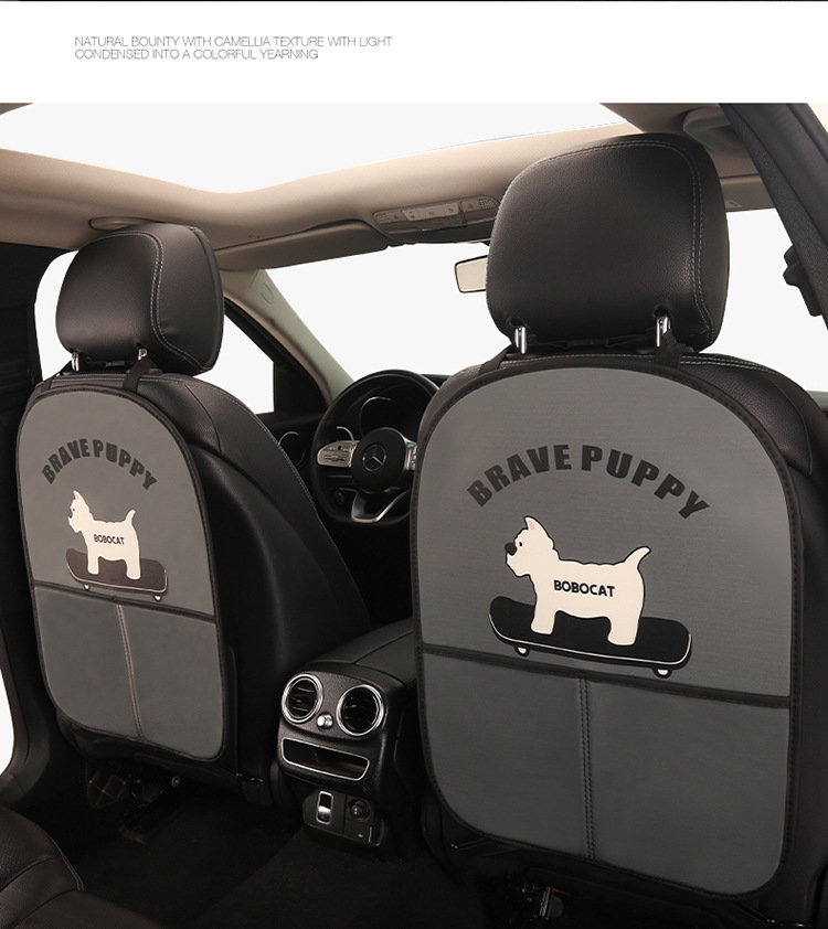 Dachshund Anti-Kick Mat Cartoon Car Seat Back Anti-Kick Mat Car Anti-Stain Mat Anti-Dirt Mat with Storage Bag for Car Interior