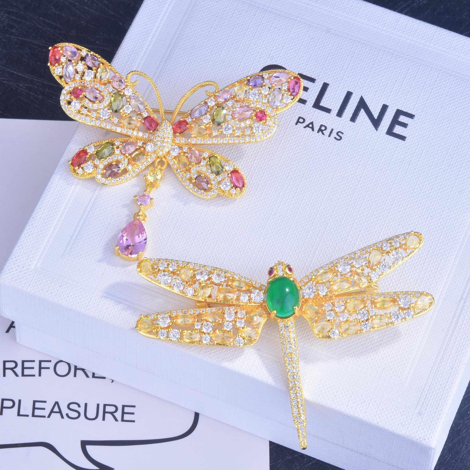 Butterfly Zircon Brooch Dragonfly Brooch Scarf Button Jacket Coat Pin Autumn And Winter Jewelry display picture 2