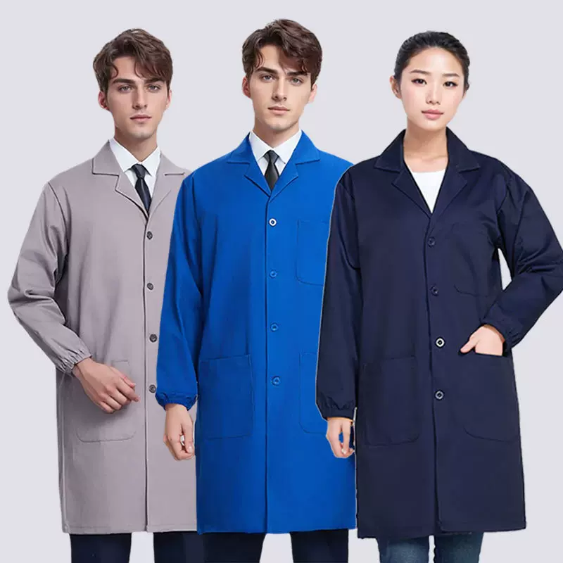 蓝大褂长款劳保耐磨工作服耐脏实验室纯棉红色工衣仓库搬运劳保服