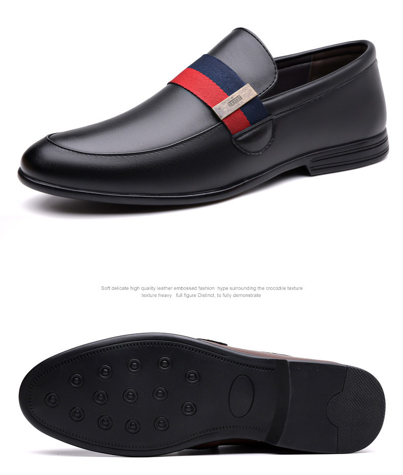 Giày lười nam da thật kiểu moccasin, mũi phẳng, đế bệt, thoáng khí — nâu, đen chi tiết 23
