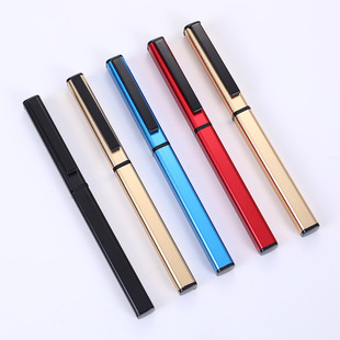 Square Pen Holder Metal Signature Pen Corporate Event Rotating Advertising Gel Pen Printed Logo Heavy Touch Ballpoint Pen