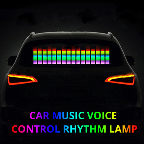 Car LED Music Rhythm Light Audio Light LED Voice Control Light Beats with Music Car Glass Decorative Light