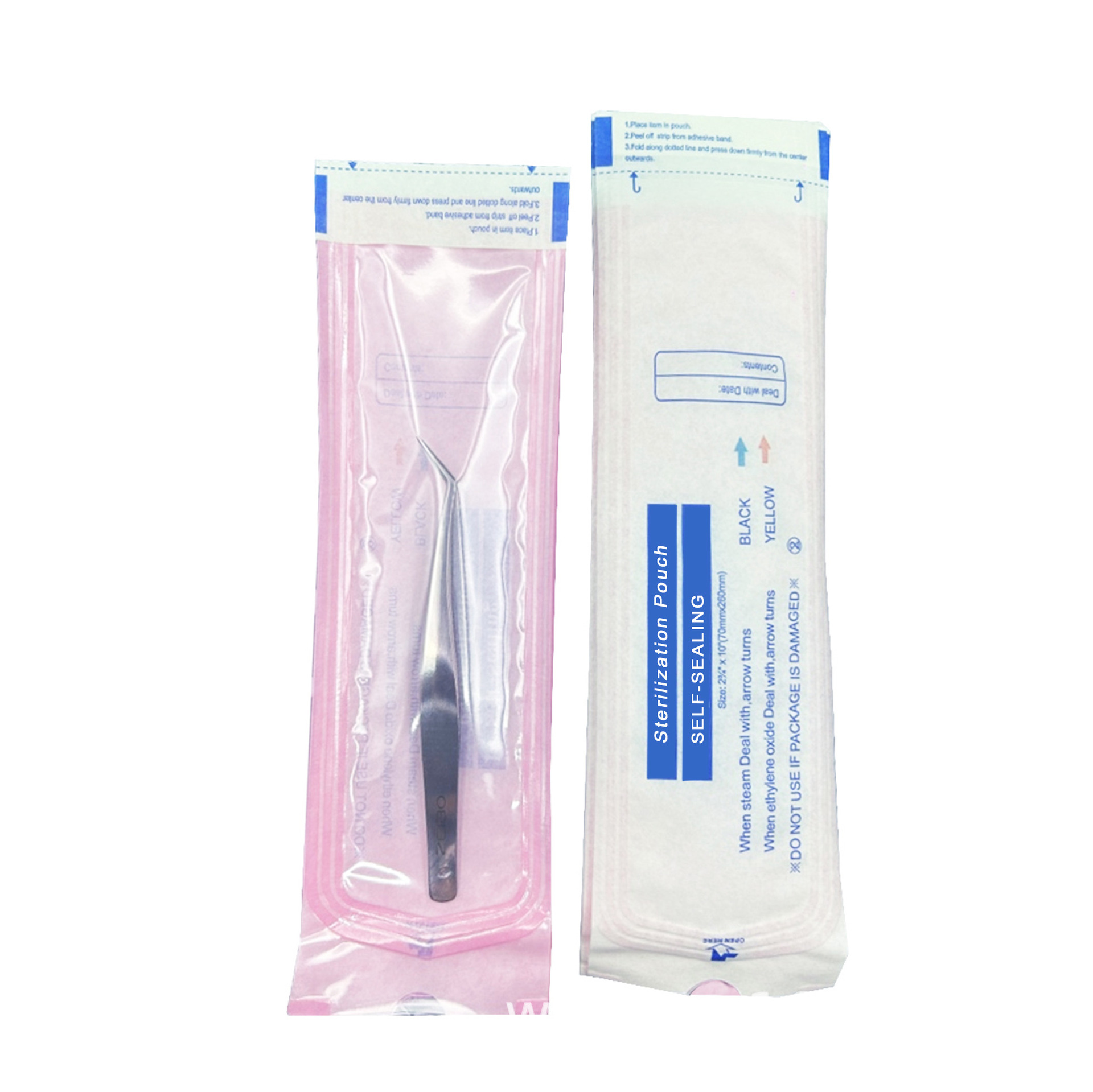 Bolsa de esterilización autoperrada de manicura de película rosa consumibles dentales bolsa de desinfección de esterilización a alta temperatura bolsa de papel y plástico bolsa de esterilización a alta temperatura