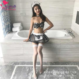 厂家直销欧美情趣内衣女式文胸性感蕾丝女佣制服诱惑女仆套装代发