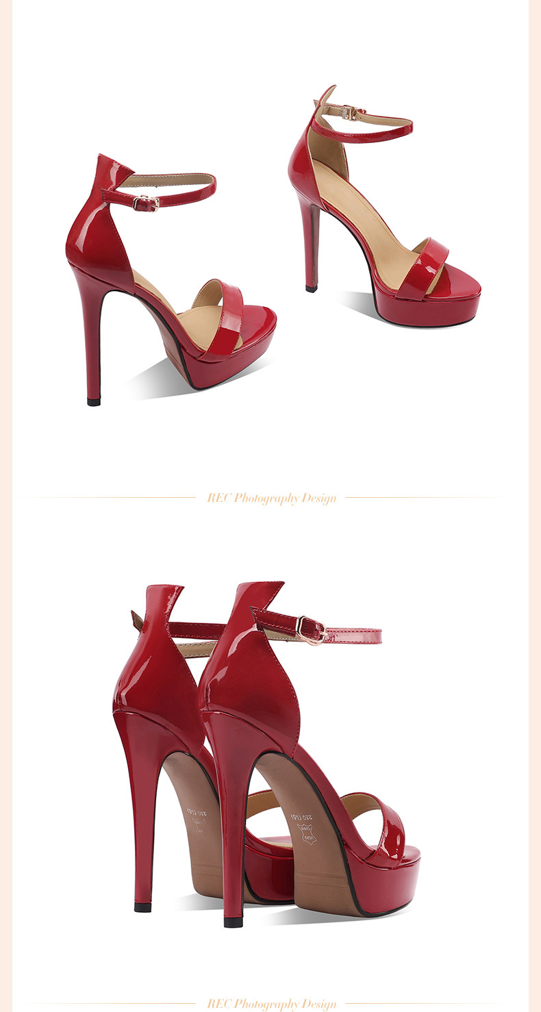 Sandal cao gót nữ mũi hở quai ngang gót siêu cao 13 cm đế platform chống thấm — Đỏ 13cm chi tiết 14