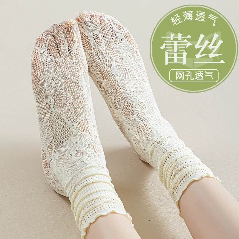 Летняя тонкая сплошная сетчатая пряжа, вырезая полые нагрудные носки, женский jk ретро тощий до колен, ниша, балет и колено